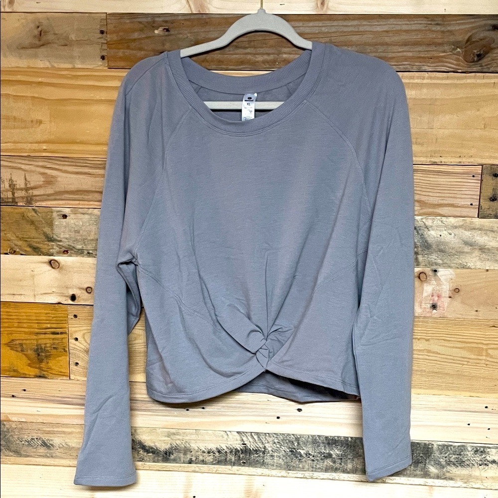 90 Degree By Reflex size XL Gray Twist Front Crop Super Soft Stretchy Sweatshirt